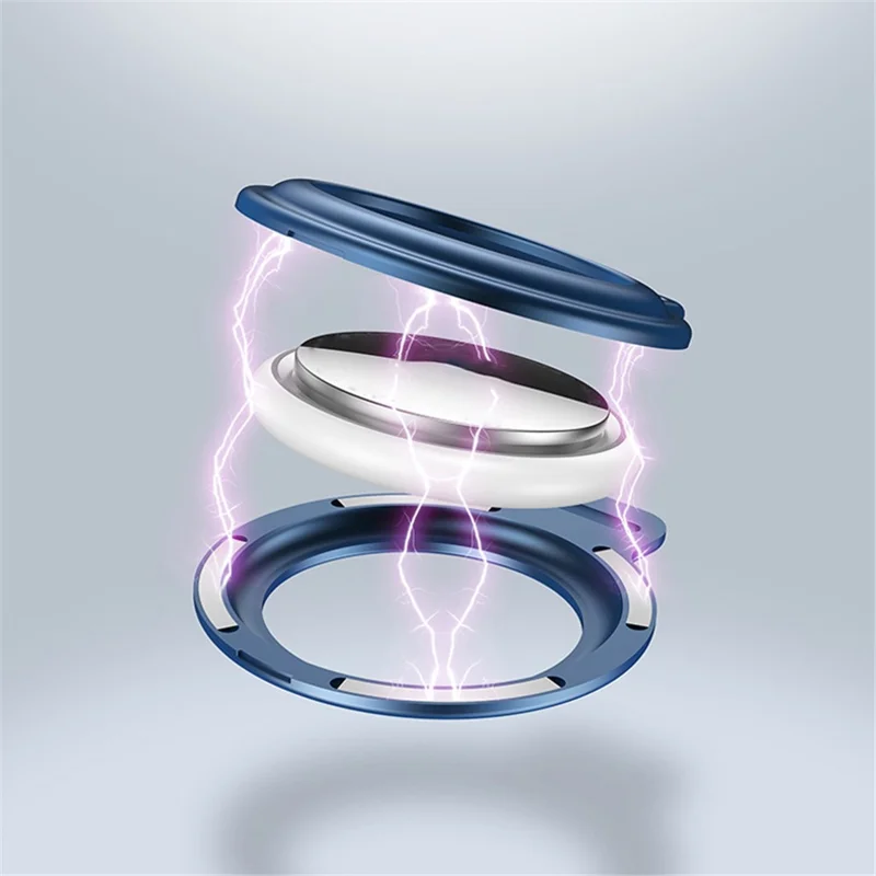 [TVC LIVE 531 Recommended] Magnetic Adsorption Aluminum Alloy Frame Protective Case with Keyring for Apple AirTags 2021 Location Trackers - Blue