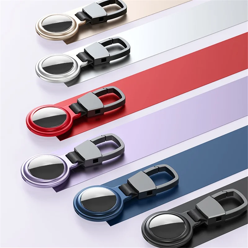 [TVC LIVE 531 Recommended] Magnetic Adsorption Aluminum Alloy Frame Protective Case with Keyring for Apple AirTags 2021 Location Trackers - Red