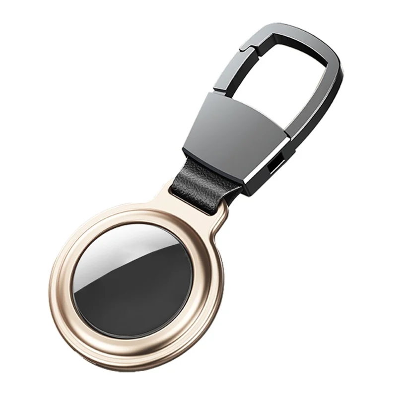 [TVC LIVE 531 Recommended] Magnetic Adsorption Aluminum Alloy Frame Protective Case with Keyring for Apple AirTags 2021 Location Trackers - Gold