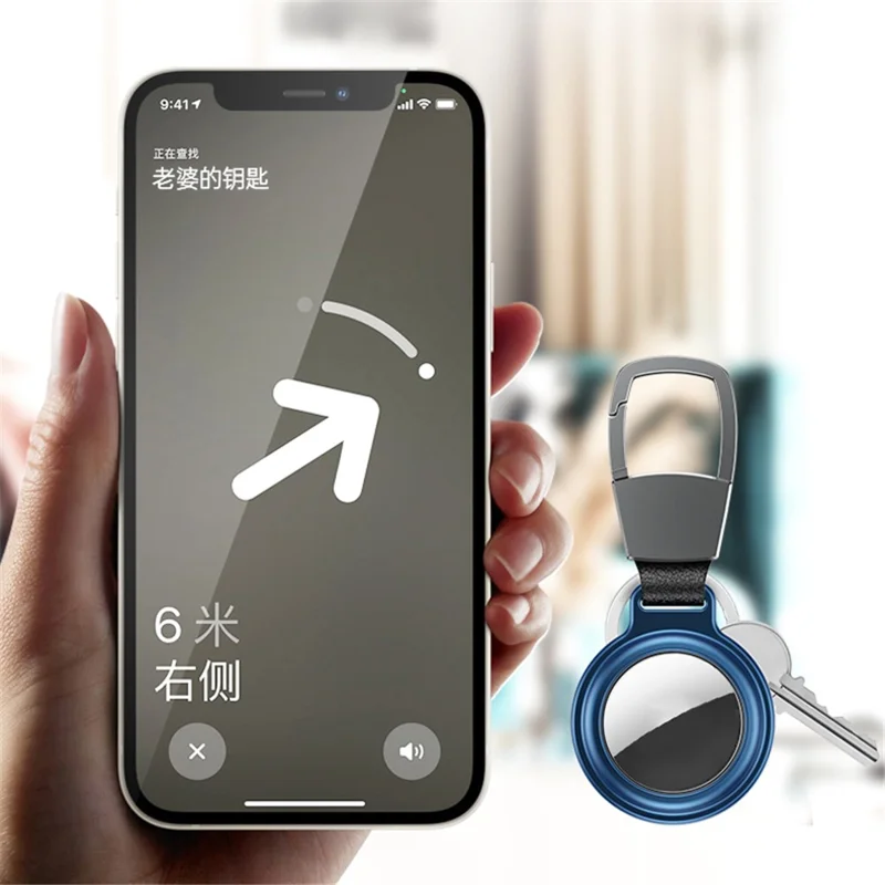 [TVC LIVE 531 Recommended] Magnetic Adsorption Aluminum Alloy Frame Protective Case with Keyring for Apple AirTags 2021 Location Trackers - Gold