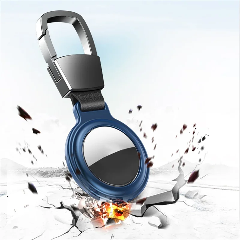 [TVC LIVE 531 Recommended] Magnetic Adsorption Aluminum Alloy Frame Protective Case with Keyring for Apple AirTags 2021 Location Trackers - Gold