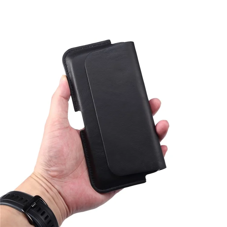 Funda de cuero para cinturón de teléfono, bolsa de cintura, funda vertical para teléfono, funda con clip para cinturón para iPhone 11 Pro Max de 5.5-6.5 pulgadas - Negro