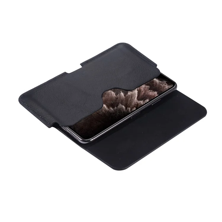 Funda de cuero para cinturón de teléfono, bolsa de cintura, funda vertical para teléfono, funda con clip para cinturón para iPhone 11 Pro Max de 5.5-6.5 pulgadas - Negro