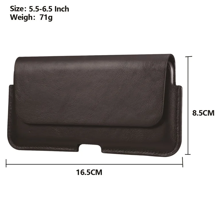 Leather Phone Belt Case Waist Bag Vertical Phone Pouch Cover Belt Clip for iPhone 11 Pro Max 5.5-6.5 inch Phone - Black