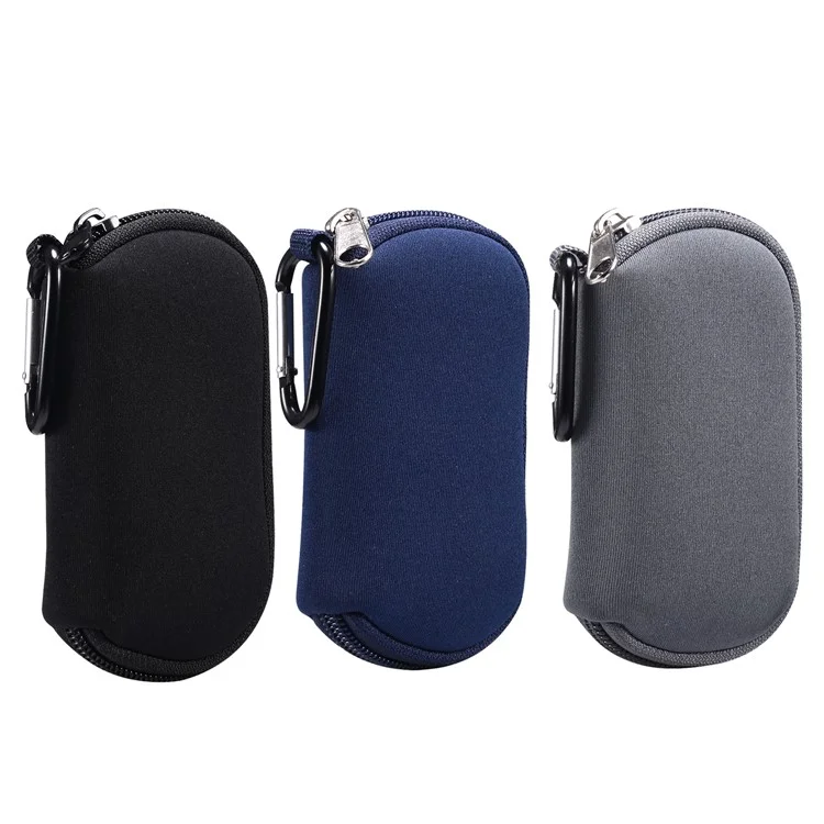 Portable Nylon Cover Case Earphone Protector Bag with Carabiner for Apple AirPods Pro - Black