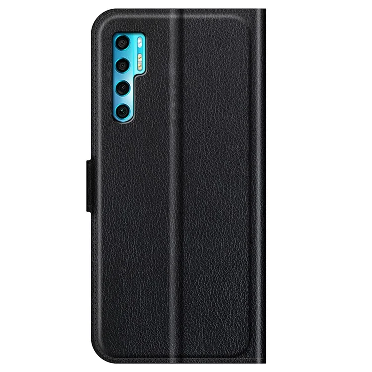 Funda de teléfono móvil de piel de litchi con diseño de cartera, funda plegable para TCL 20 Pro 5G - Negro