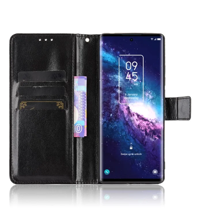 Capa de Couro com Suporte para Cartões para Telefone TCL 20 Pro 5G - Preta