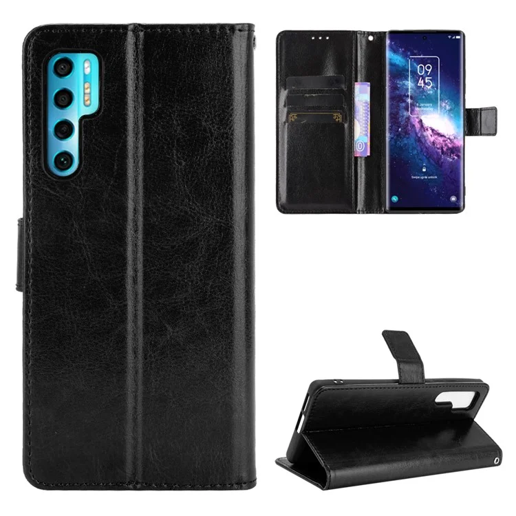 Capa de Couro com Suporte para Cartões para Telefone TCL 20 Pro 5G - Preta