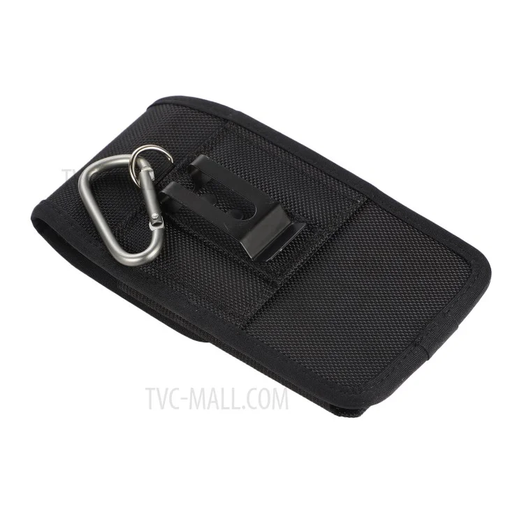 (17*9*2.2cm) Nylon Belt Case Nylon Card Bag Universal Waist Wallet Pouch with Strap and Hook - Black