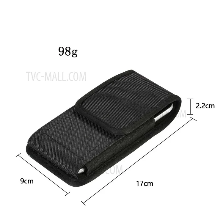 (17*9*2.2cm) Nylon Belt Case Nylon Card Bag Universal Waist Wallet Pouch with Strap and Hook - Black