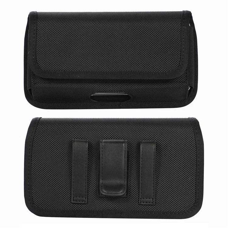 Bolsa De Cartão De Nylon (16.5 * 9 * 2cm) Holster Bolsa Nylon Cinto Caso Horizontal Bolsa De Carteira De Cintura - Preto