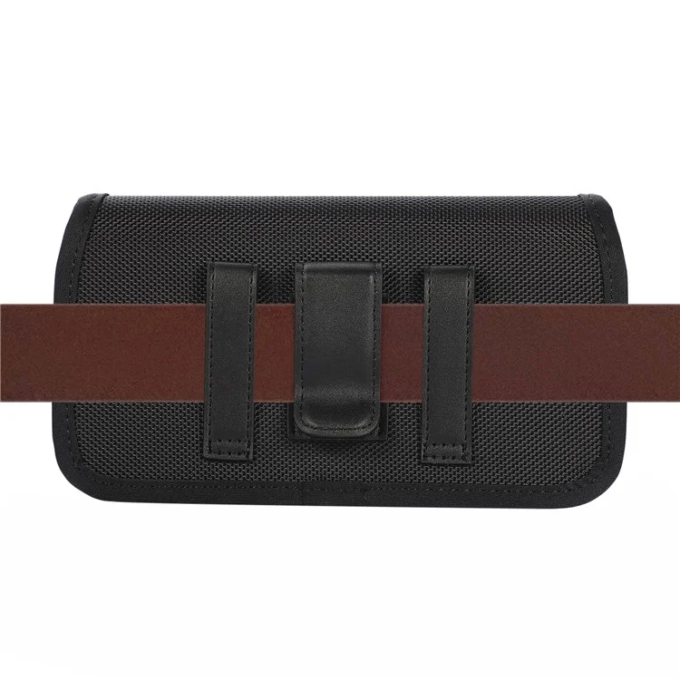 Nylon Card Bag (16.5*9*2cm) Holster Pouch Nylon Belt Case Horizontal Waist Wallet Pouch - Black