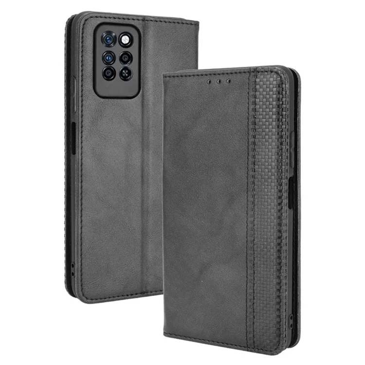 Retro Style PU Leather Flip Magnetic Stand Flip Protective Cover for Infinix Note 10 Pro / Note 10 Pro NFC - Black