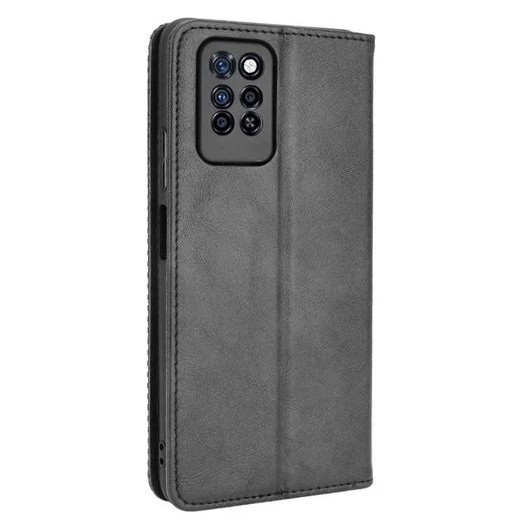 Retro Style PU Leather Flip Magnetic Stand Flip Protective Cover for Infinix Note 10 Pro / Note 10 Pro NFC - Black