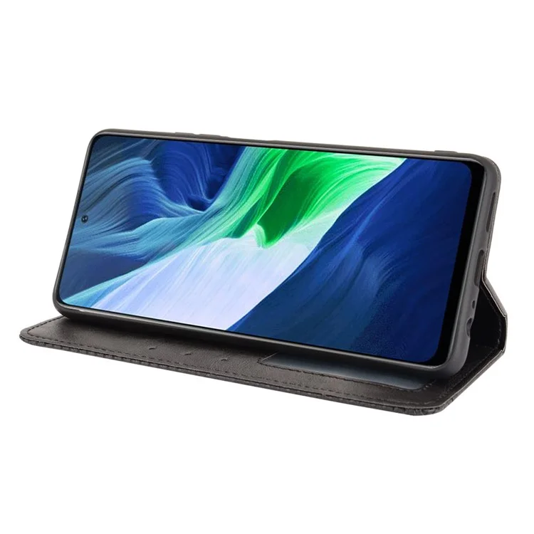 Retro Style PU Leather Flip Magnetic Stand Flip Protective Cover for Infinix Note 10 Pro / Note 10 Pro NFC - Black