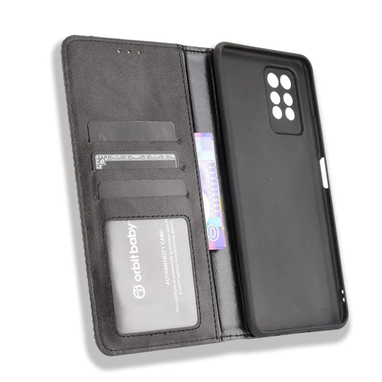 Retro Style PU Leather Flip Magnetic Stand Flip Protective Cover for Infinix Note 10 Pro / Note 10 Pro NFC - Black