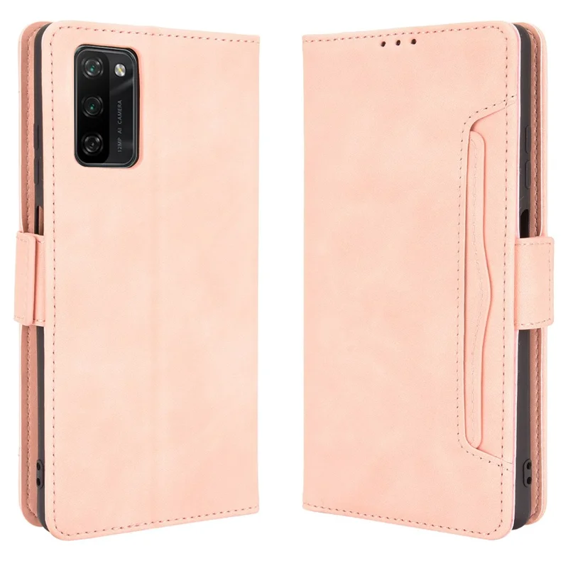 Wallet Design Phone Cover Stand Case with Multiple Card Slots for Blackview A100 - Pink