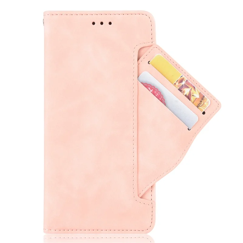 Wallet Design Phone Cover Stand Case with Multiple Card Slots for Blackview A100 - Pink