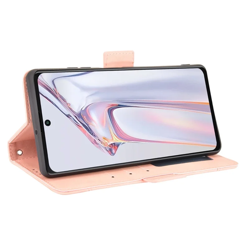 Wallet Design Phone Cover Stand Case with Multiple Card Slots for Blackview A100 - Pink