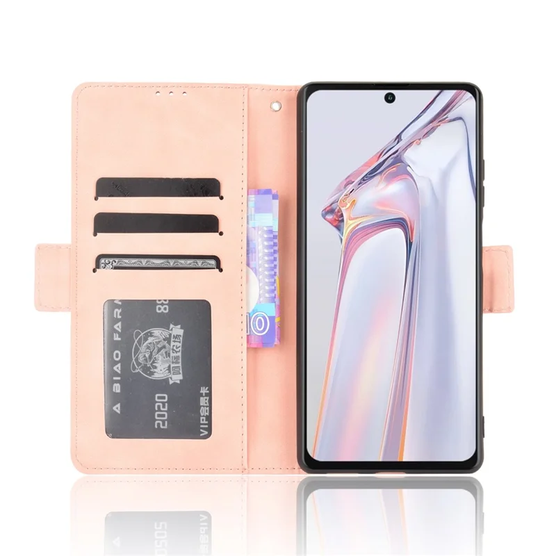 Wallet Design Phone Cover Stand Case with Multiple Card Slots for Blackview A100 - Pink