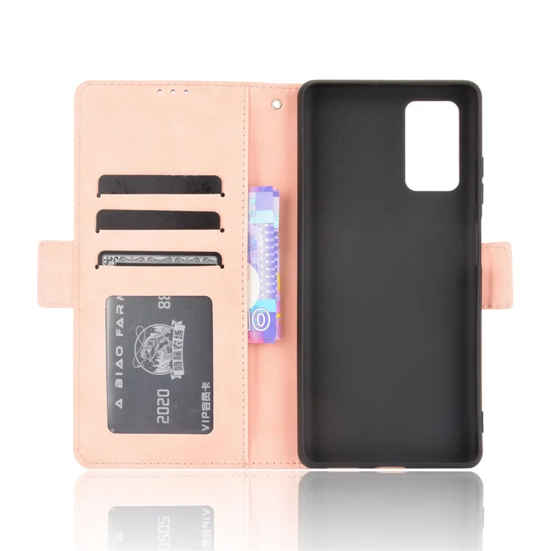 Wallet Design Phone Cover Stand Case with Multiple Card Slots for Blackview A100 - Pink