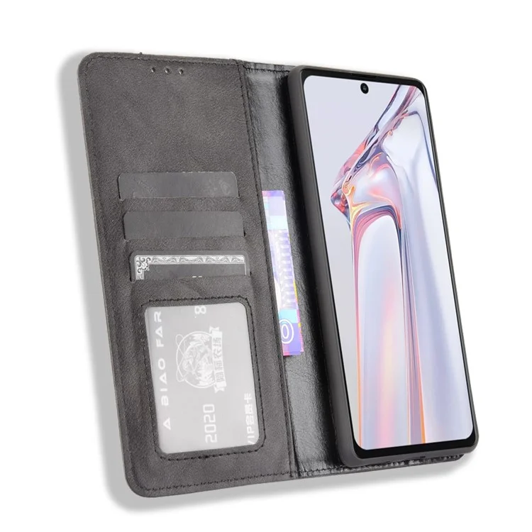 Retro Style PU Leather Flip Magnetic Stand Flip Protective Cover for Blackview A100 - Black