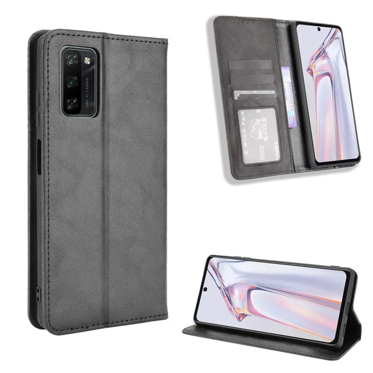 Retro Style PU Leather Flip Magnetic Stand Flip Protective Cover for Blackview A100 - Black