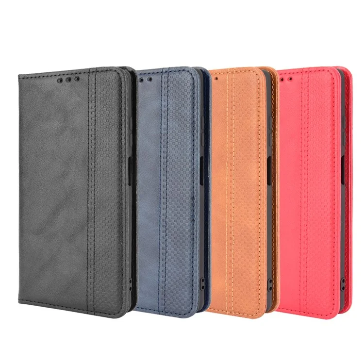 Retro Style PU Leather Flip Magnetic Stand Flip Protective Cover for Blackview A100 - Black