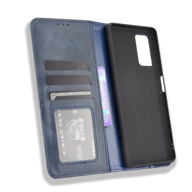 Retro Style PU Leather Flip Magnetic Stand Flip Protective Cover for Blackview A100 - Blue