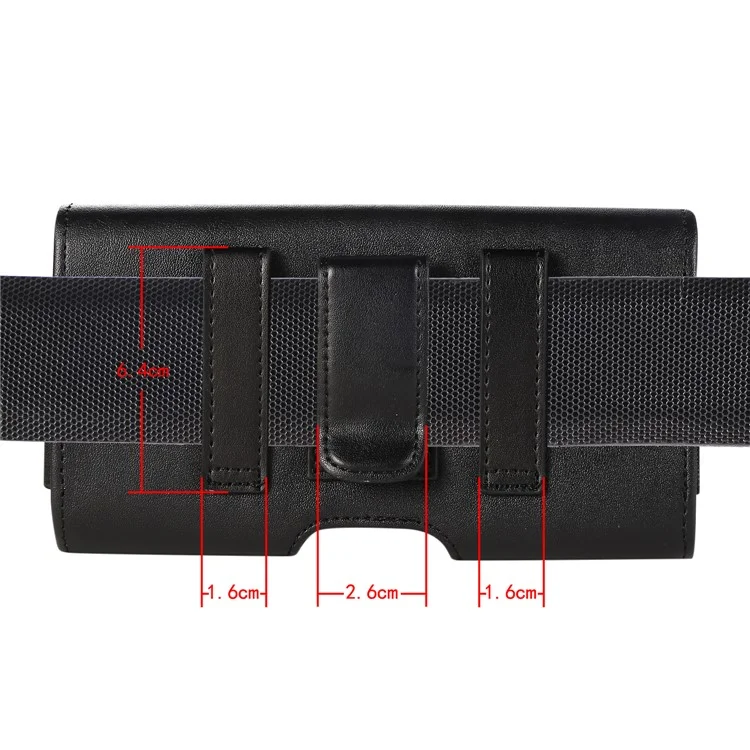 Horizontal PU Leather Belt Clip Case Phone Card Bag Holster Pouch (16.6x8.6x2cm) - Black