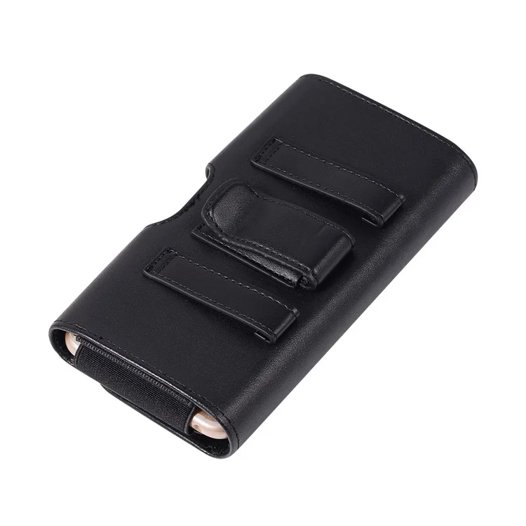 Horizontal PU Leather Belt Clip Case Phone Card Bag Holster Pouch (16.6x8.6x2cm) - Black