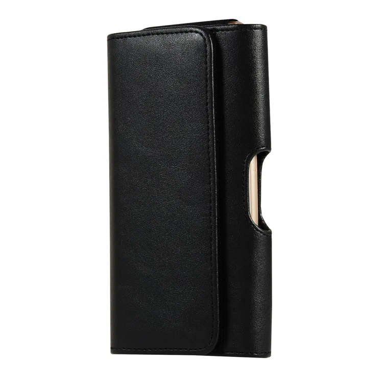 Horizontal PU Leather Belt Clip Case Phone Card Bag Holster Pouch (16.6x8.6x2cm) - Black
