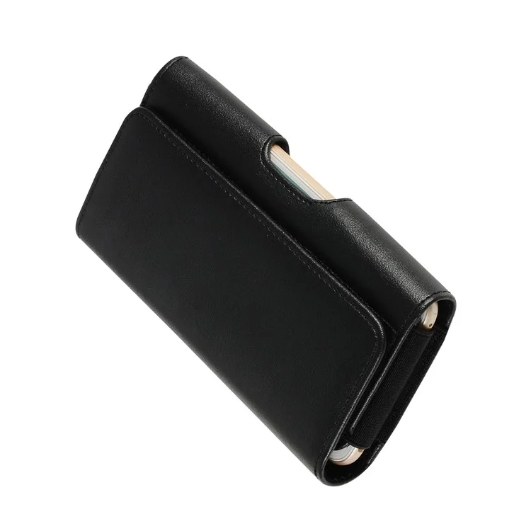 Horizontal PU Leather Belt Clip Case Phone Card Bag Holster Pouch (16.6x8.6x2cm) - Black