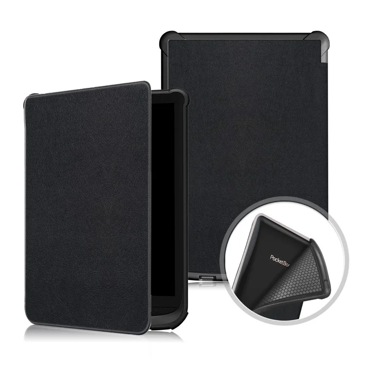 Funda protectora de cuero de color sólido universal para tableta para PocketBook 617 / Basic Lux 3 / 616 / 627 / 632 / 632 Plus / 632 / 633 / 628 / 606 / Touch Lux 4 / Touch Lux 5 / Basic Lux 2 / Basic 4 / Touch HD 3 / Touch HD 3 Edición Limitada - Negro