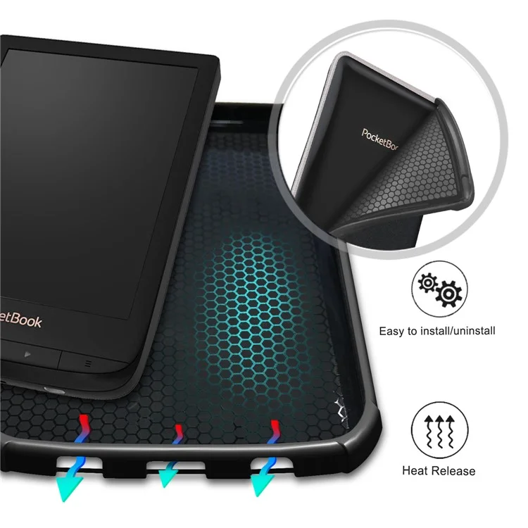 Funda protectora de cuero de color sólido universal para tableta para PocketBook 617 / Basic Lux 3 / 616 / 627 / 632 / 632 Plus / 632 / 633 / 628 / 606 / Touch Lux 4 / Touch Lux 5 / Basic Lux 2 / Basic 4 / Touch HD 3 / Touch HD 3 Edición Limitada - Negro
