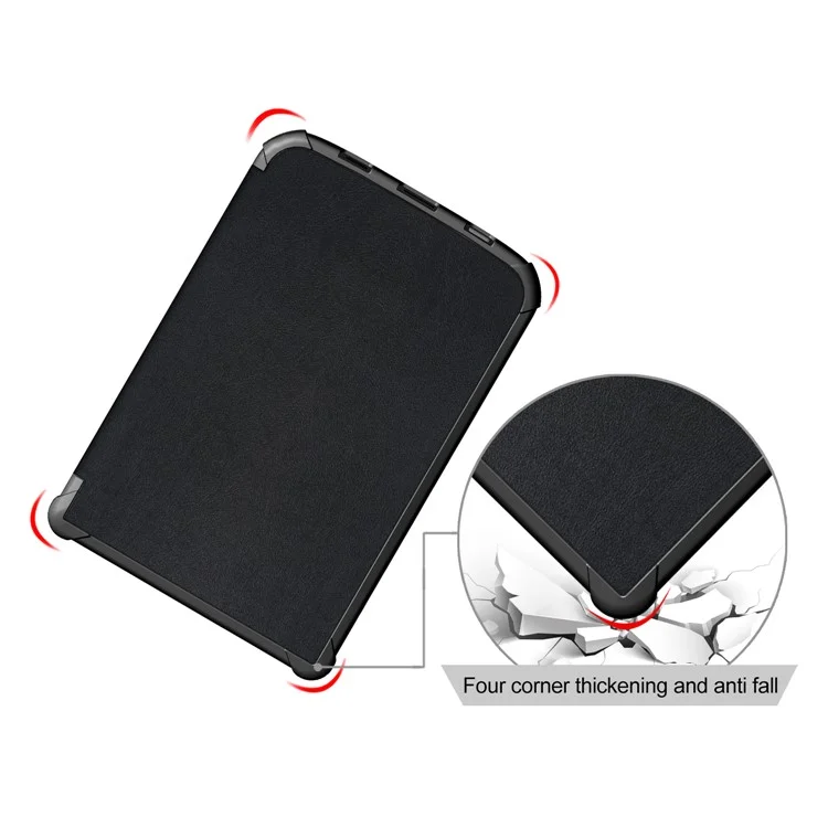 Funda protectora de cuero de color sólido universal para tableta para PocketBook 617 / Basic Lux 3 / 616 / 627 / 632 / 632 Plus / 632 / 633 / 628 / 606 / Touch Lux 4 / Touch Lux 5 / Basic Lux 2 / Basic 4 / Touch HD 3 / Touch HD 3 Edición Limitada - Negro