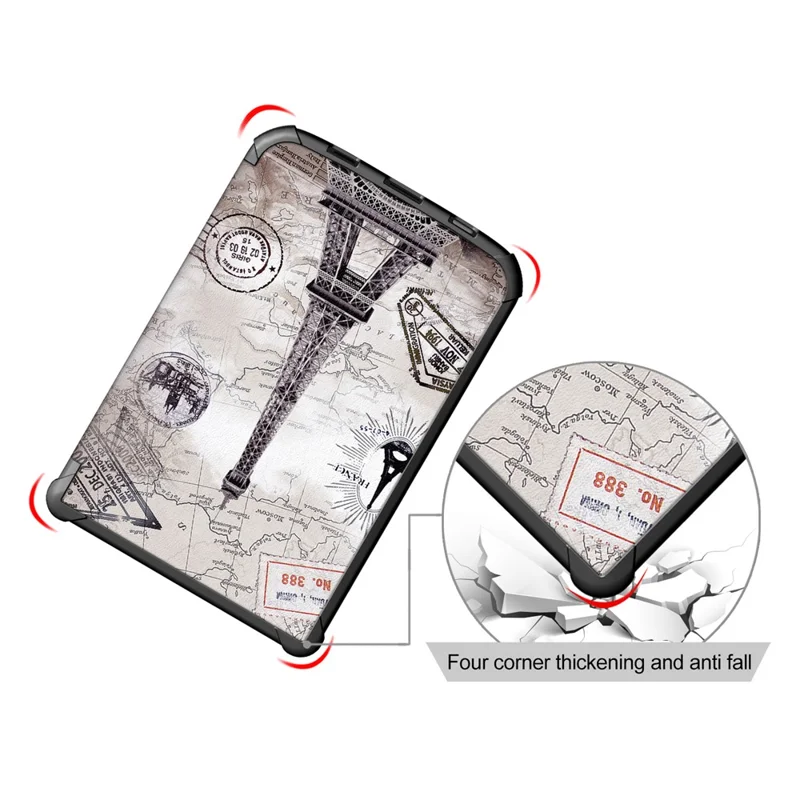 Universal Pattern Printing Leather Tablet Protective Case for PocketBook 617 / Basic Lux 3 / 616 / 627 / 632 / 632 Plus / 632 / 633 / 628 / 606 / Touch Lux 4 / Touch Lux 5 / Basic Lux 2 / Basic 4 / Touch HD 3 / Touch HD 3 Limited Edition - Iron Tower