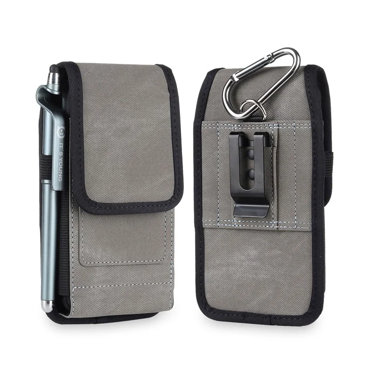 Universal Leather Phone Pouch RFID Blocking Function Hanging Waist Bag, Size: 18.5x10x2.2cm