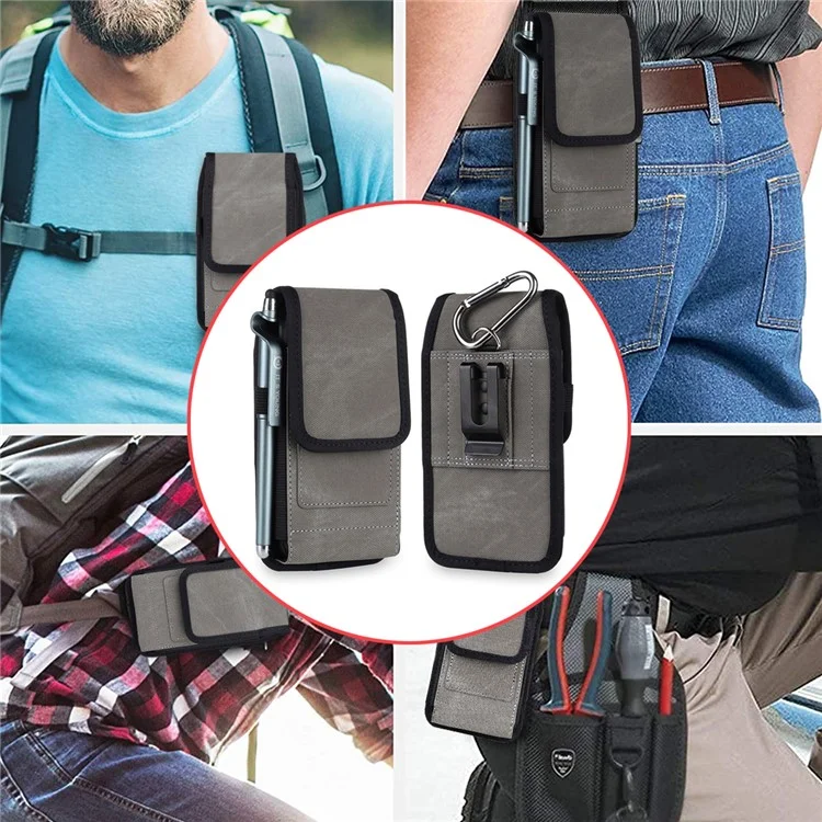 Universal Leather Phone Pouch RFID Blocking Function Hanging Waist Bag, Size: 18.5x10x2.2cm