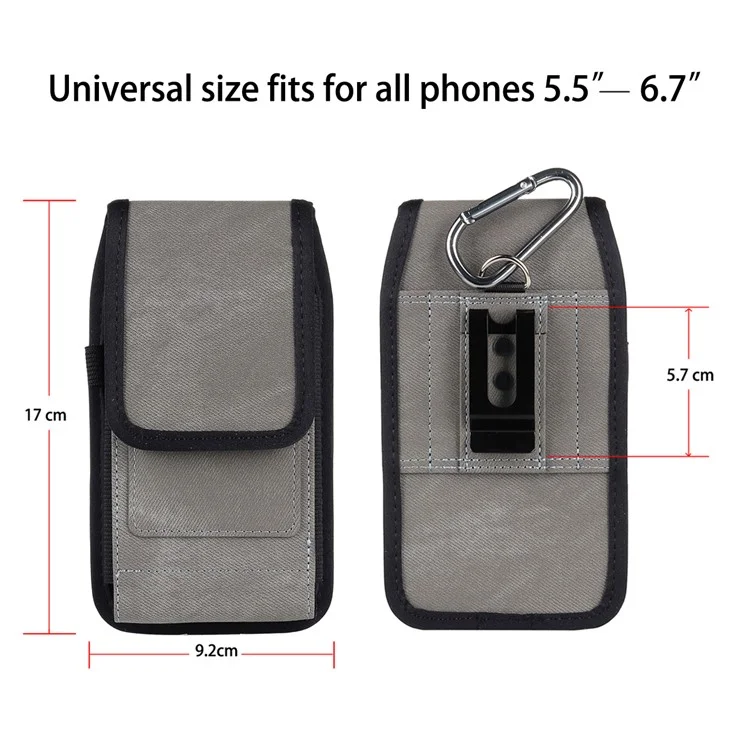 Universal Leather Phone Pouch RFID Blocking Function Hanging Waist Bag, Size: 18.5x10x2.2cm