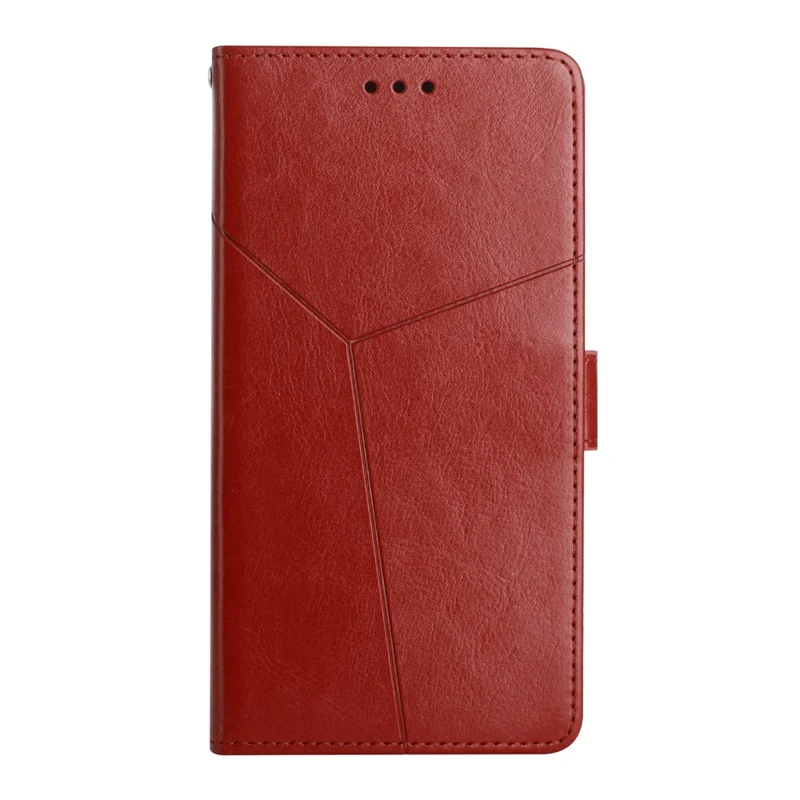 Quality PU Leather Phone Cover Stylish Y-shaped Line Imprinting Wallet Shell Stand Case for TCL 20 SE - Wine Red