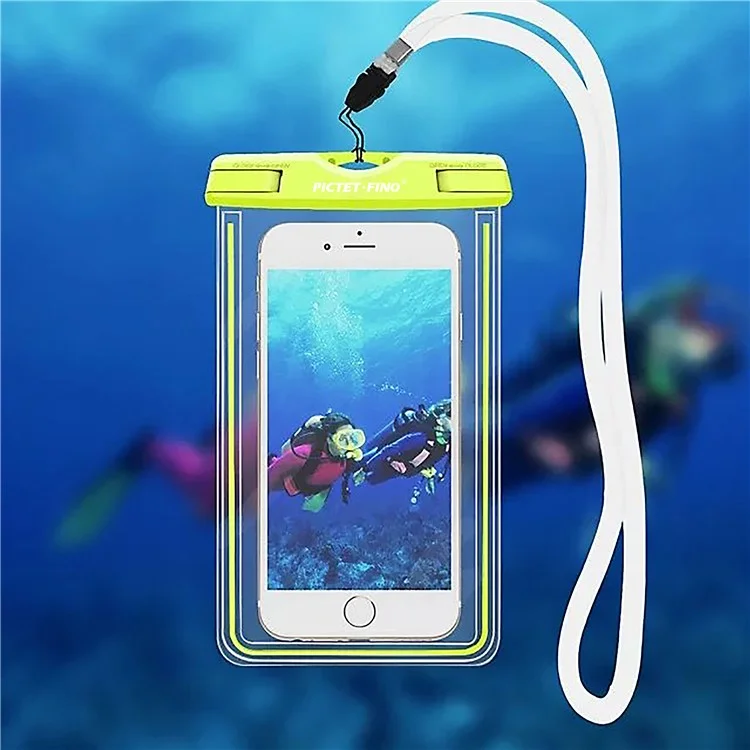Étui de téléphone étanche et lumineux PICTET.FINO RH11 IPX8 avec contrôle tactile pour téléphones de 6,7 pouces et moins - Bleu