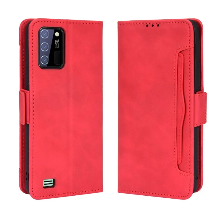 Magnetic Closure Multi-functional Case Multiple Card Slot Design Magnetic Closure PU Leather Phone Cover with Stand for Oukitel C25 - Red