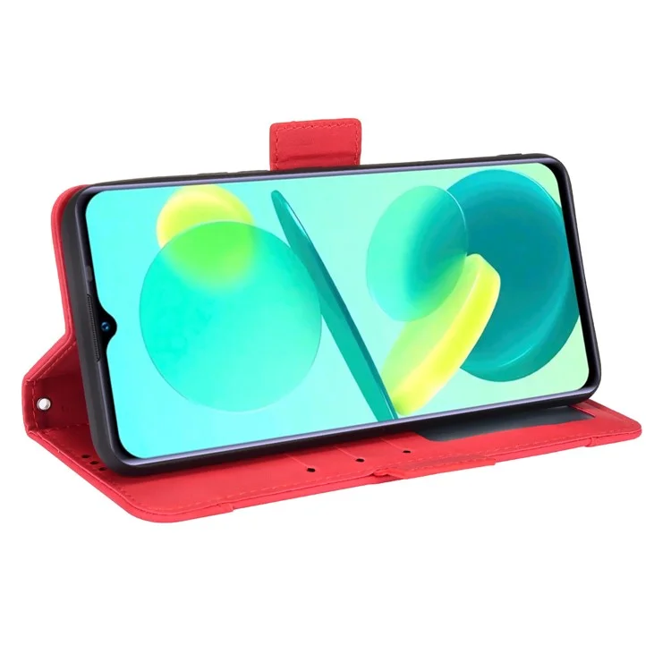 Magnetic Closure Multi-functional Case Multiple Card Slot Design Magnetic Closure PU Leather Phone Cover with Stand for Oukitel C25 - Red