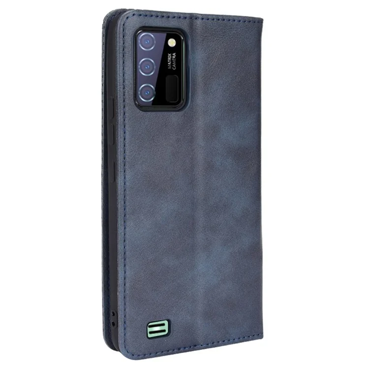 For Oukitel C25 Mosaic Border Pattern Splicing Leather Case Anti-scratch Wallet Stand Magnetic Clasp Phone Cover - Blue