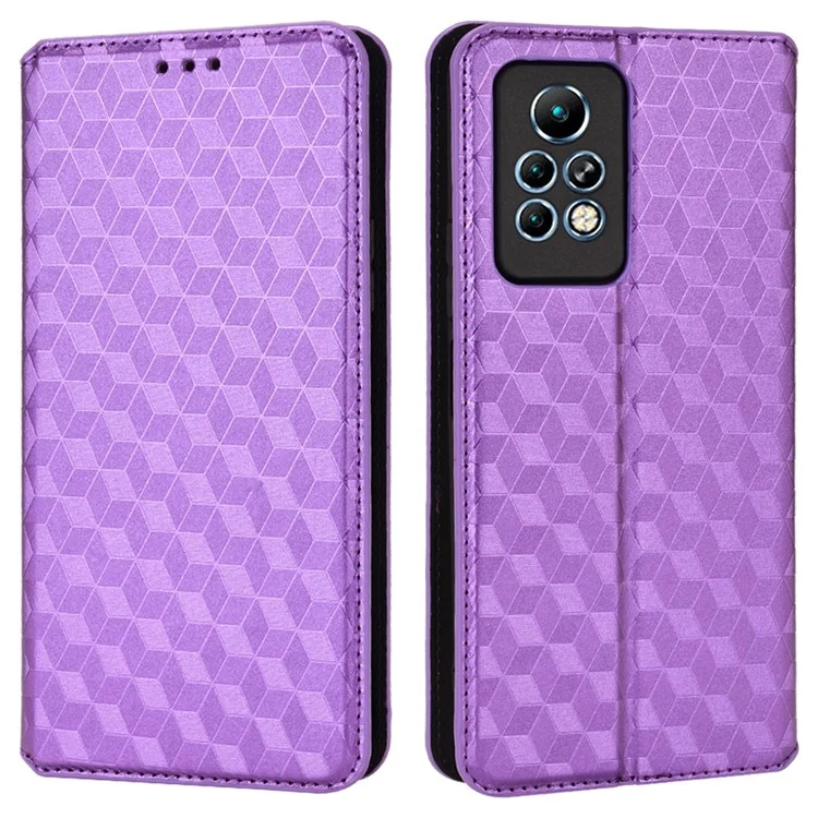 Para Infinix Note 11 Pro/X697 Funda Protectora de Cartera de Teléfono con Soporte, Cubierta de Teléfono de Cuero PU + TPU con Patrón Estampado - Púrpura