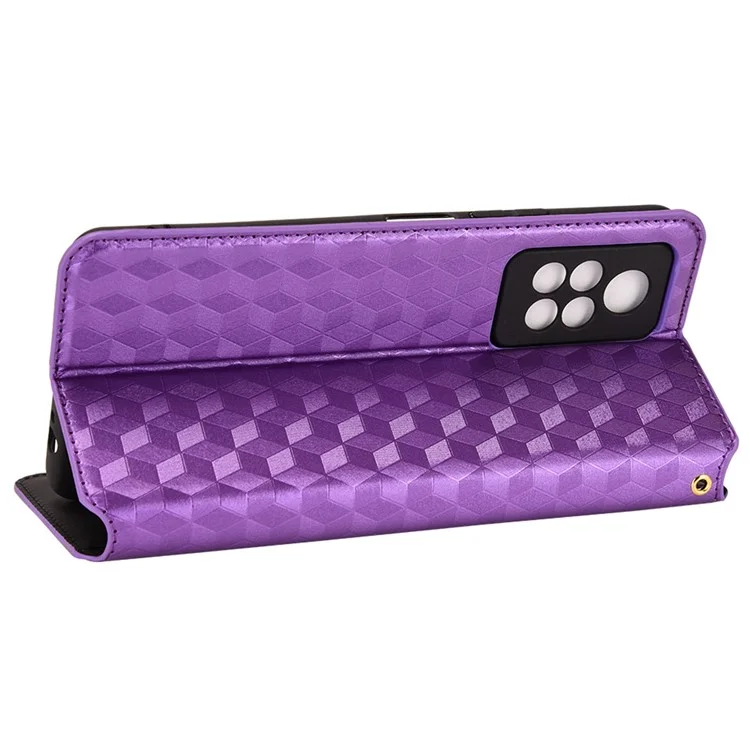 Para Infinix Note 11 Pro/X697 Funda Protectora de Cartera de Teléfono con Soporte, Cubierta de Teléfono de Cuero PU + TPU con Patrón Estampado - Púrpura