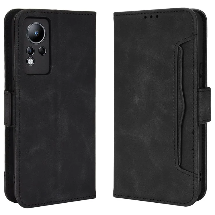 Para Infinix Nota 11 Ranuras Multiparas De Cuero PU De Cuero + TPU Doble Protección Soporte Estuche De Teléfono Shell Con Billetera - Negro