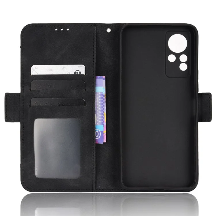 Para Infinix Nota 11 Ranuras Multiparas De Cuero PU De Cuero + TPU Doble Protección Soporte Estuche De Teléfono Shell Con Billetera - Negro