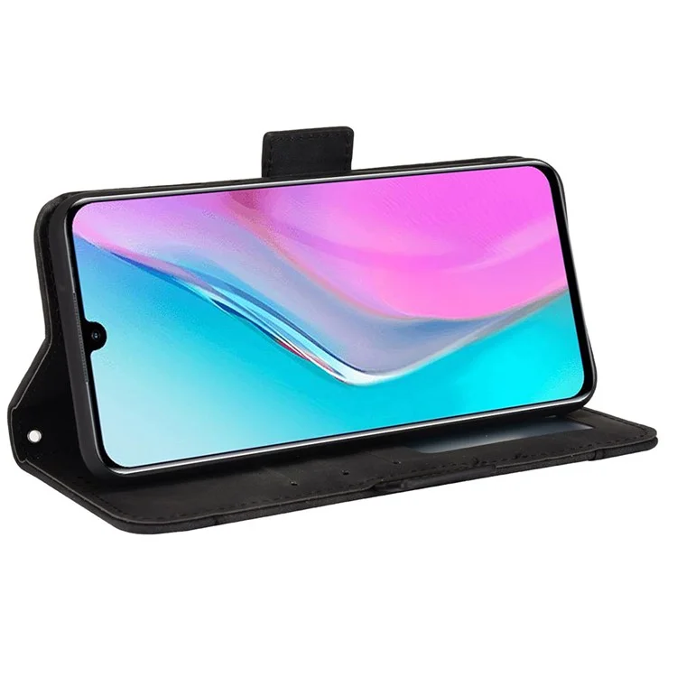 Para Infinix Nota 11 Ranuras Multiparas De Cuero PU De Cuero + TPU Doble Protección Soporte Estuche De Teléfono Shell Con Billetera - Negro